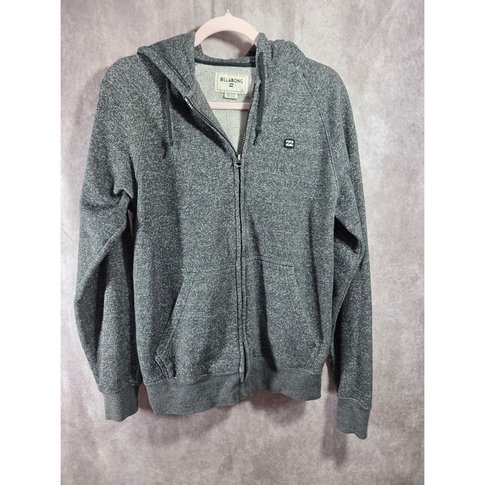 Billabong Mens Full Zip Hoodie Charcoal Gray Marl Fleece Sweatshirt Small